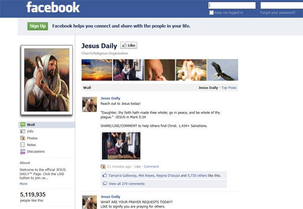 Paginile de Facebook “Iisus în fiecare zi” şi “Biblia” adună milioane de cititori