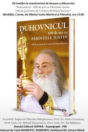 Albumul „Duhovnicul - 100 de ani cu Părintele Justin. 100 de portrete de Cristina Nichituș Roncea" se lansează la Bookfest
