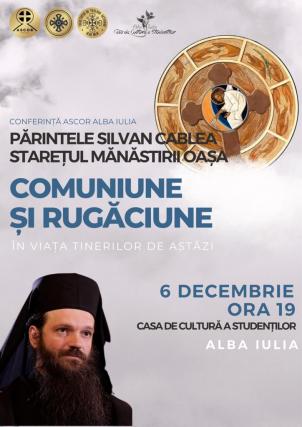 Părintele Silvan Cablea, invitatul unei noi conferințe organizate de ASCOR Alba Iulia în Postul Nașterii Domnului