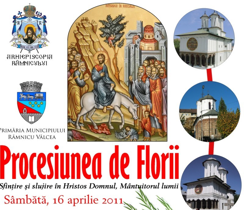 Procesiune de Florii în Arhiepiscopia Râmnicului