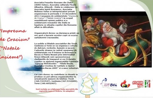 Campanie în Italia pentru ajutorarea copiilor români