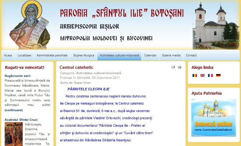 Misiune prin cateheză în parohia „Sfântul Ilie“ din Botoşani