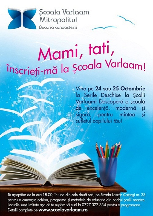 Școala „Varlaam Mitropolitul” deschide oficial înscrierile pentru anul 2013