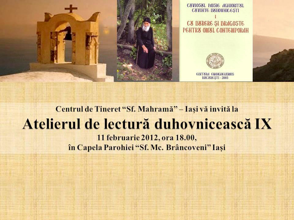 Atelier de lectură duhovnicească la Centrul de Tineret „Sfânta Mahramă“