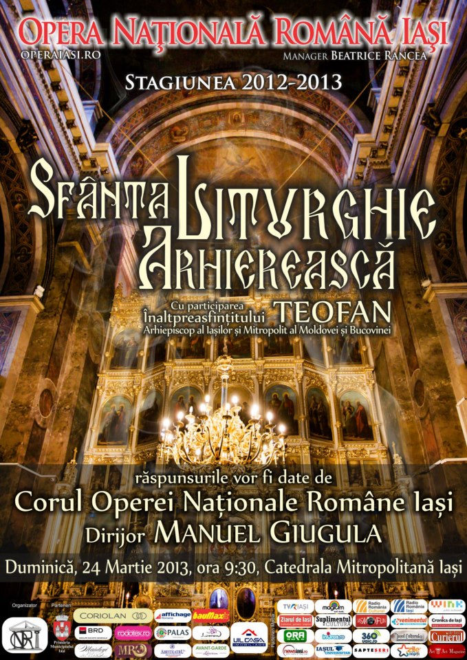 În Duminica Ortodoxiei Corul Operei Naţionale Române din Iaşi va da răspunsurile la Sfânta Liturghie