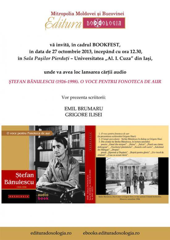 Lansare audiobook: Ştefan Bănulescu, o voce pentru fonoteca de aur