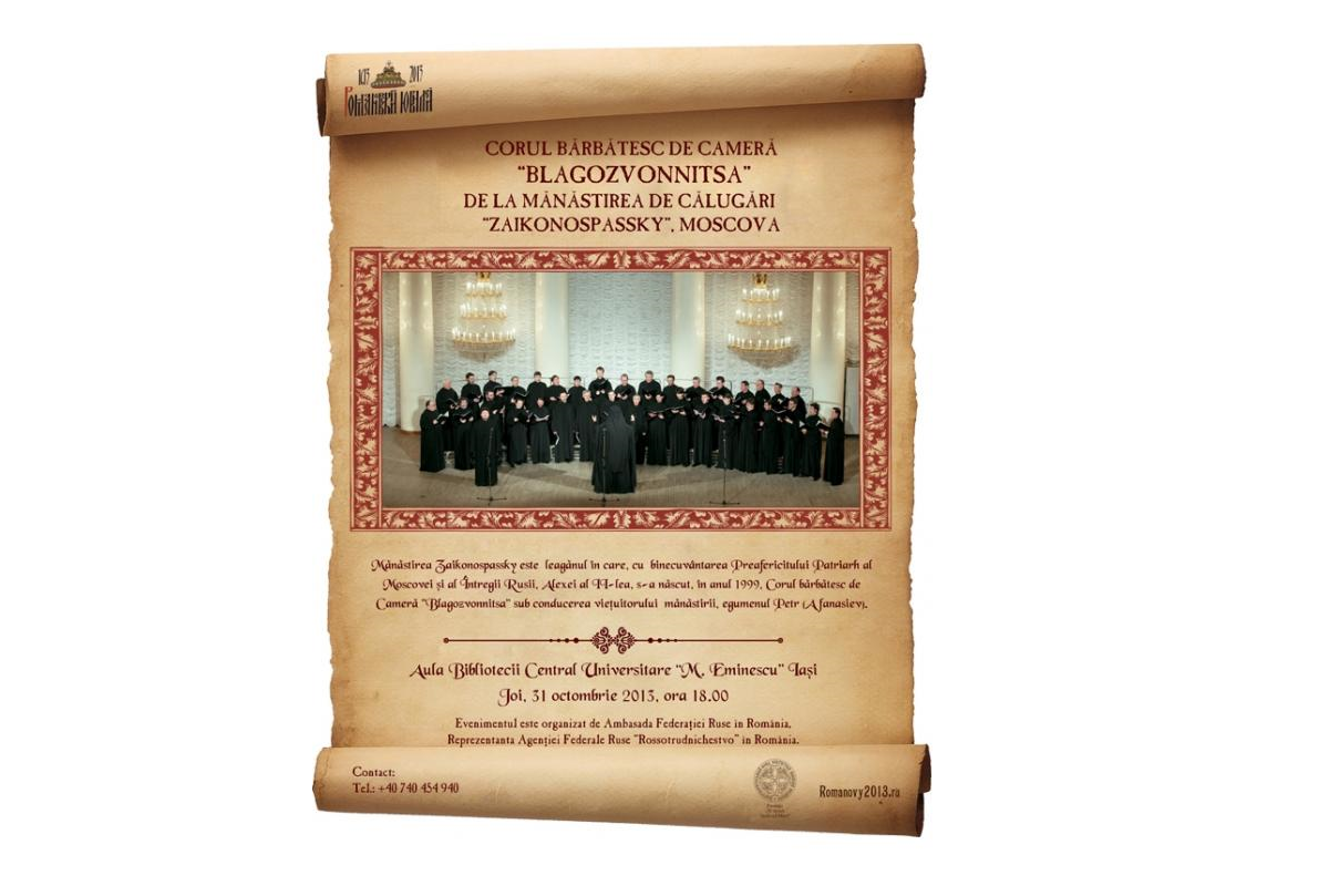 Cunoscutul Cor de Cameră „Blagozvonnitsa” va concerta la Iași