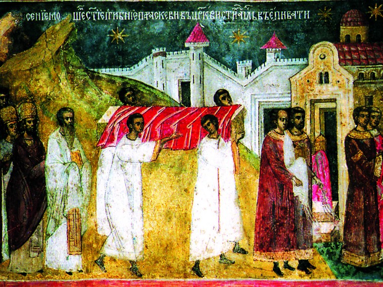 Acestea rugându-se slăvita fecioară, a încredințat sufletul ei lui Dumnezeu...