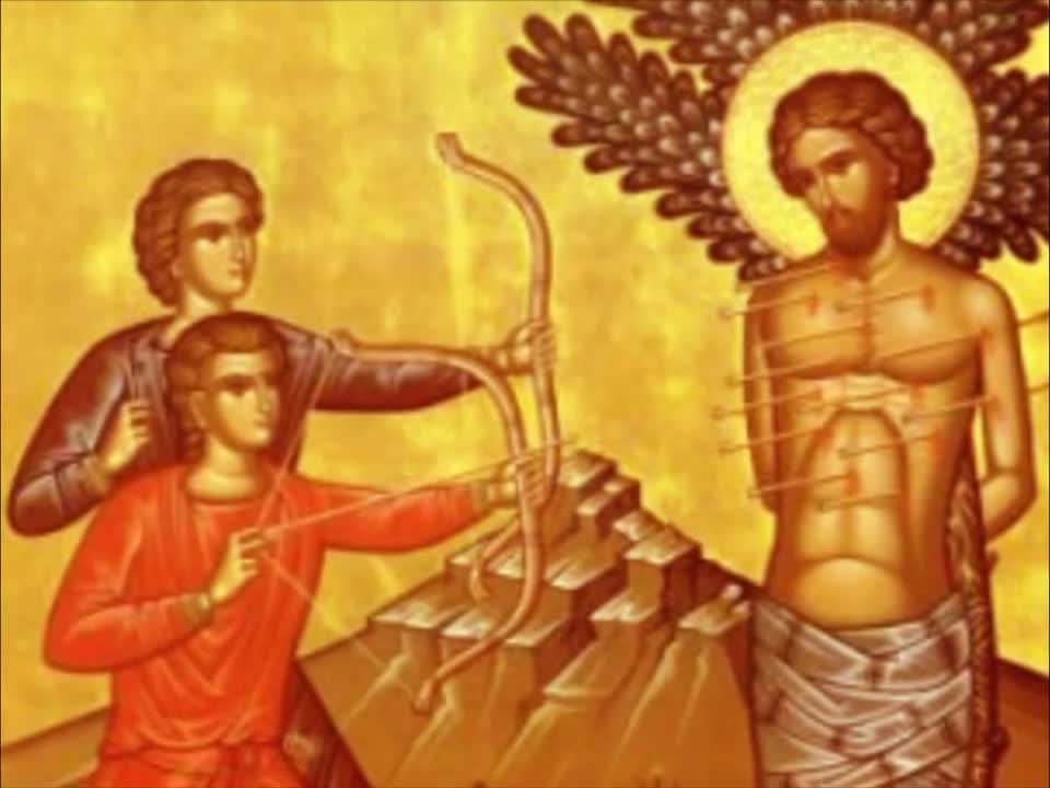 Troparul Sfântului Mucenic Sebastian (în limba greacă)