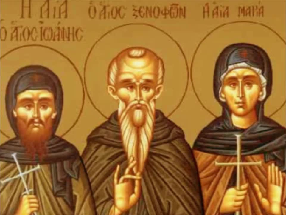 Troparul Sfântul Cuvios Xenofont (în limba greacă)