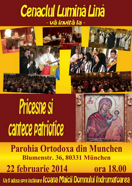 Concert de pricesne și cântece patriotice la München