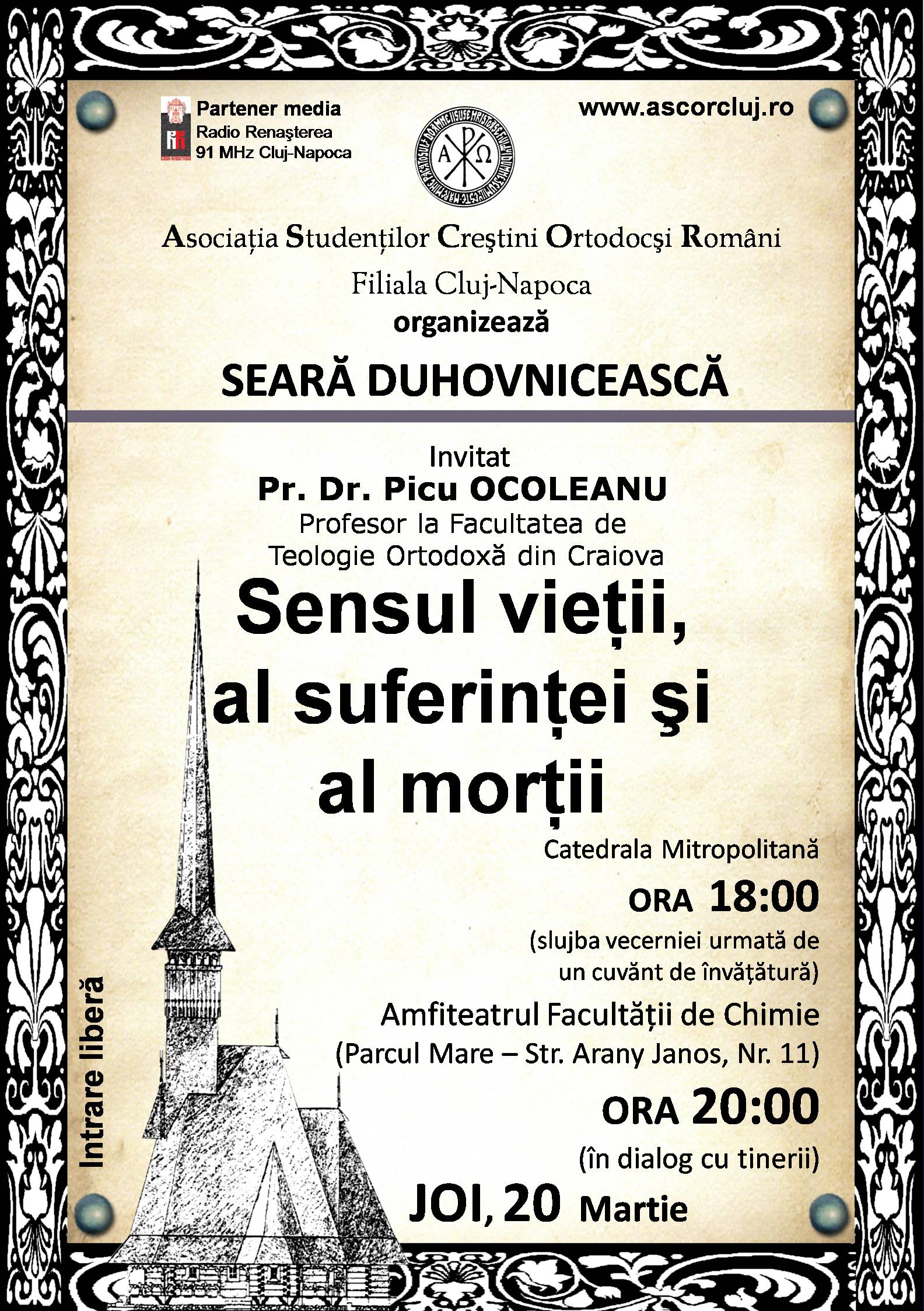 Pr. Picu Ocoleanu, invitatul ASCOR Cluj în a treia seară duhovnicească din Postul Mare Pr. Picu Ocoleanu, invitatul ASCOR Cluj în a treia seară duhovnicească din Postul Mare