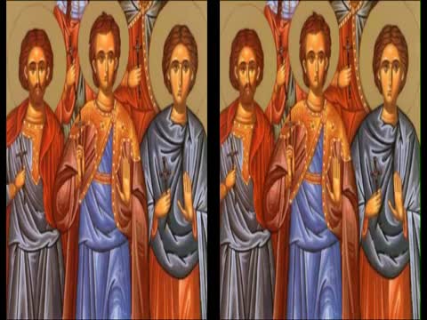 Troparul Sfinților Mucenici Paulin, Dionisie și Petru și a Sfintei Hristina și cele 7 sfinte fecioare impreuna cu ea (în limba greacă) Troparul Sfinților Mucenici Paulin, Dionisie și Petru și a Sfintei Hristina și cele 7 sfinte fecioare impreuna cu ea (în limba greacă)