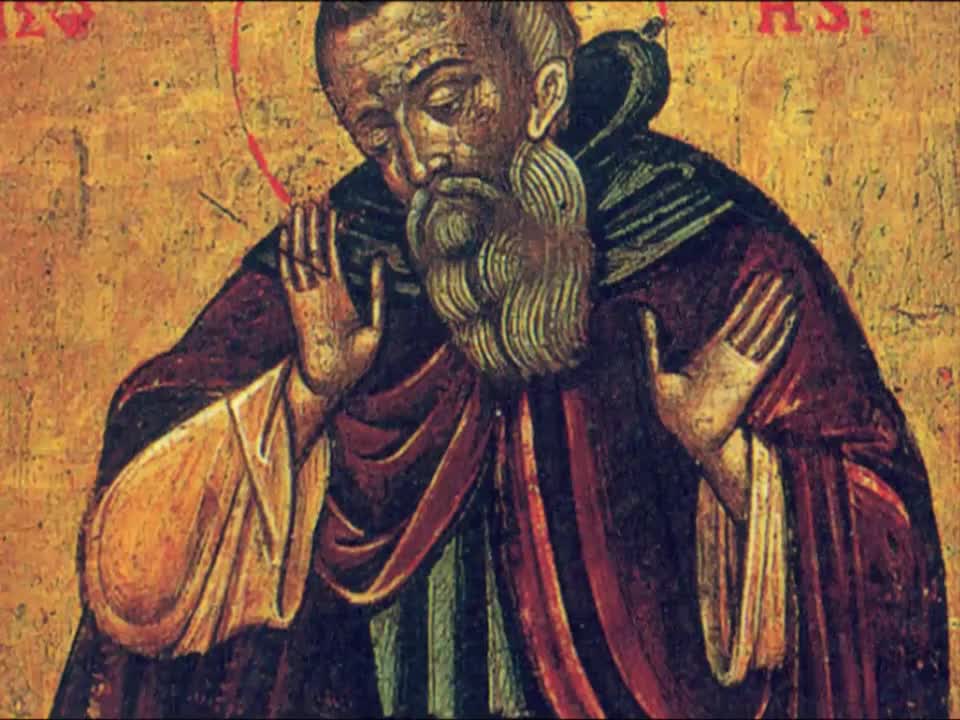 Troparul Sfântului Cuvios Sisoe cel Mare (în limba greacă)