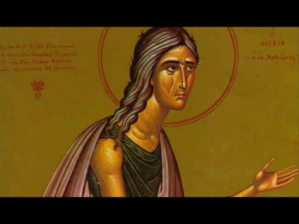 Troparul Sfintei Cuvioase Teoctista (în limba greacă)