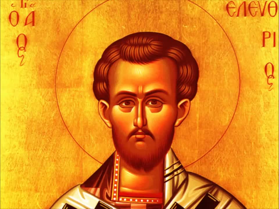 Troparul Sfântului Sfințit Mucenic Elefterie, Episcopul Iliriei (în limba greacă)