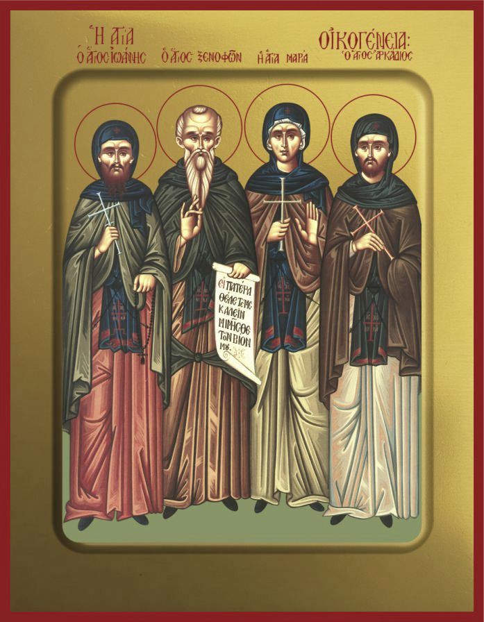 Troparul Sfântului Cuvios Xenofont, al soţiei sale Maria şi al fiilor lor Arcadie şi Ioan Troparul Sfântului Cuvios Xenofont, al soţiei sale Maria şi al fiilor lor Arcadie şi Ioan