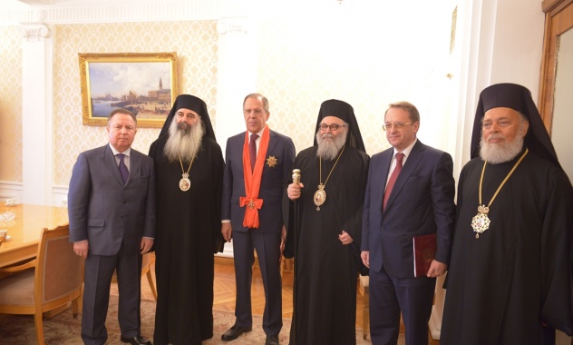 Patriarhul Ioan al X-lea al Antiohiei l-a decorat pe ministrul rus de externe