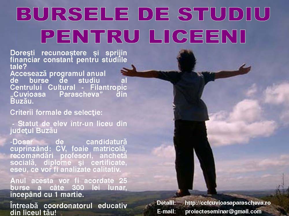 Centrul Cultural-Filantropic &quot;Cuvioasa Parascheva&quot; din Buzău oferă burse de studiu pentru liceenii merituoşi