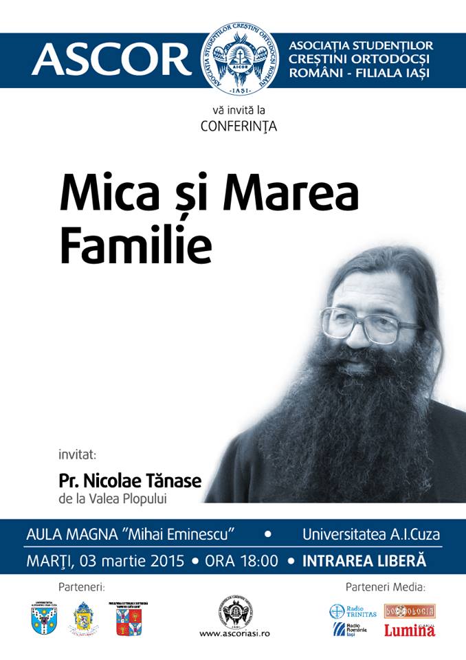 Mâine debutează conferinţele organizate de ASCOR Iaşi în Postul Mare