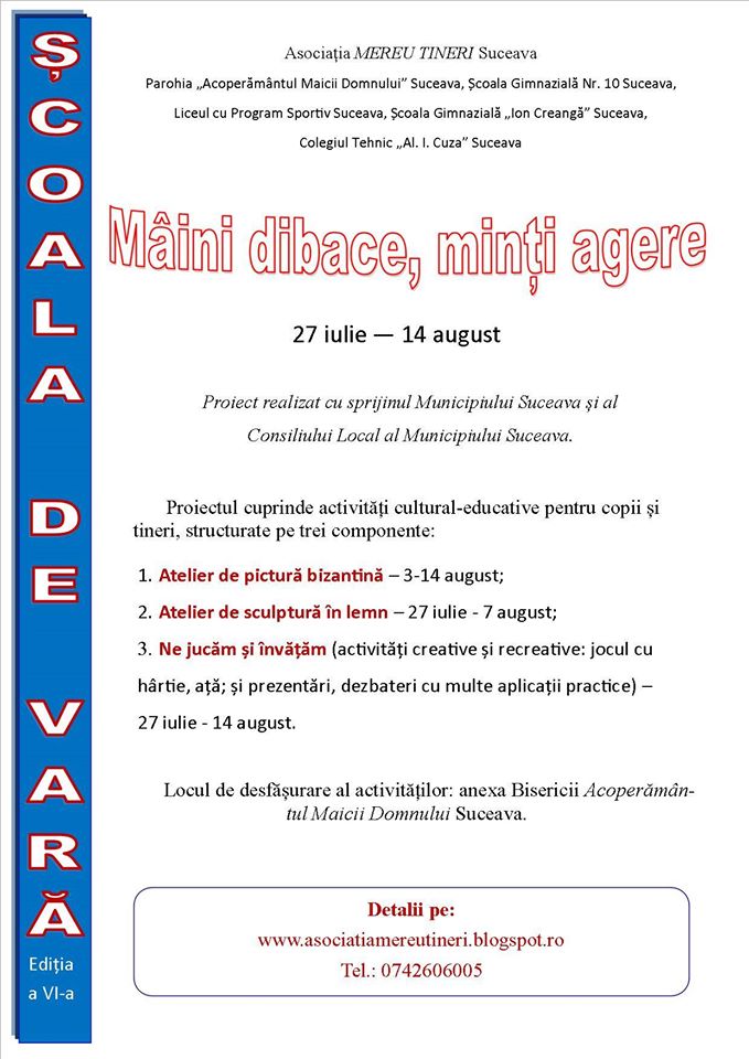 „Mâini dibace, minţi agere”, la Burdujeni