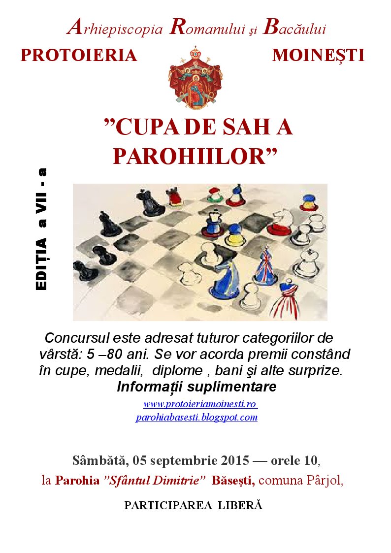 Cupa de şah a parohiilor, la Băseşti Cupa de şah a parohiilor, la Băseşti