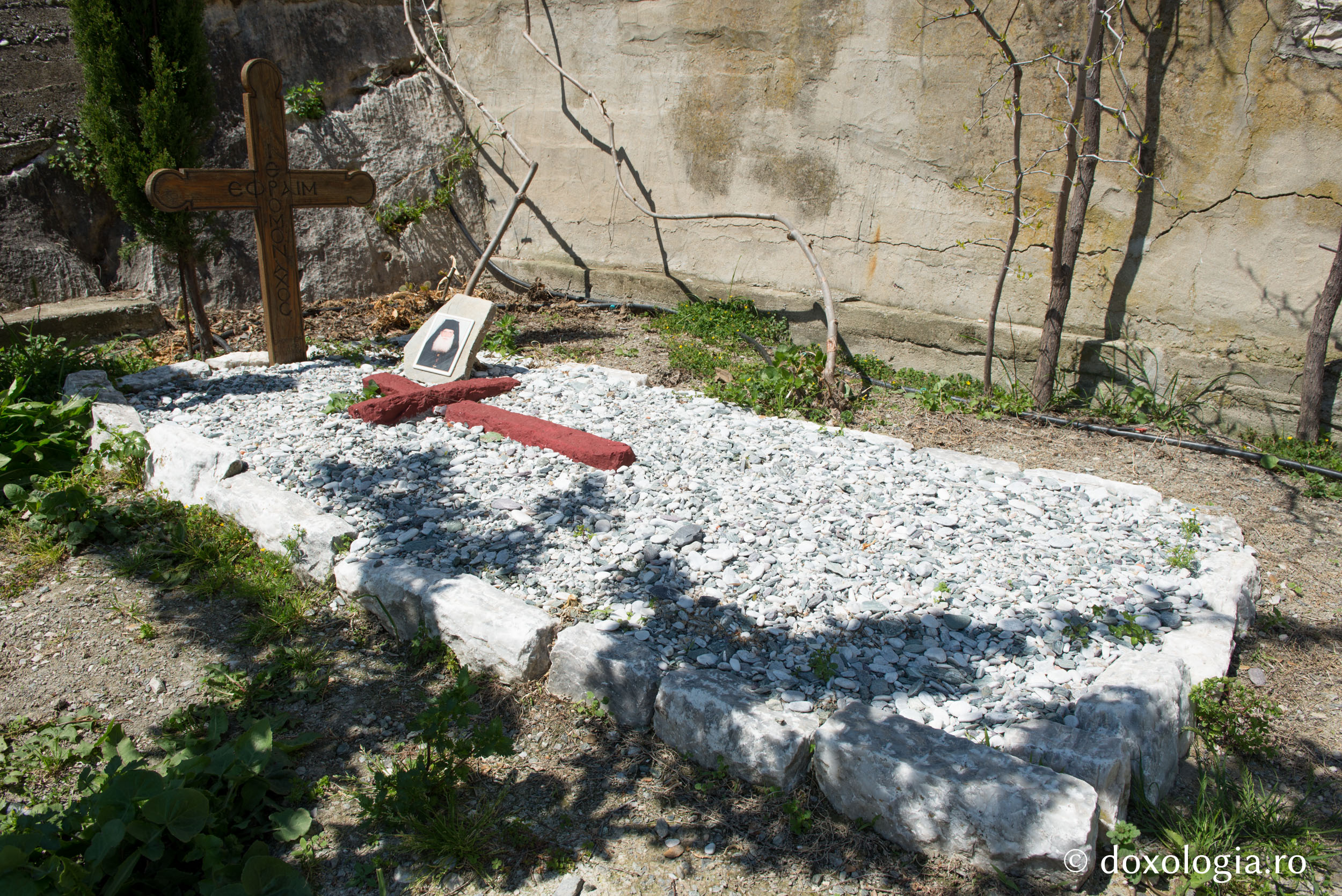 Mormântul Stareţului Efrem Katunakiotul (Foto: Silviu Cluci) Părintele Efrem Katunakiotul († 27 februarie 1998)