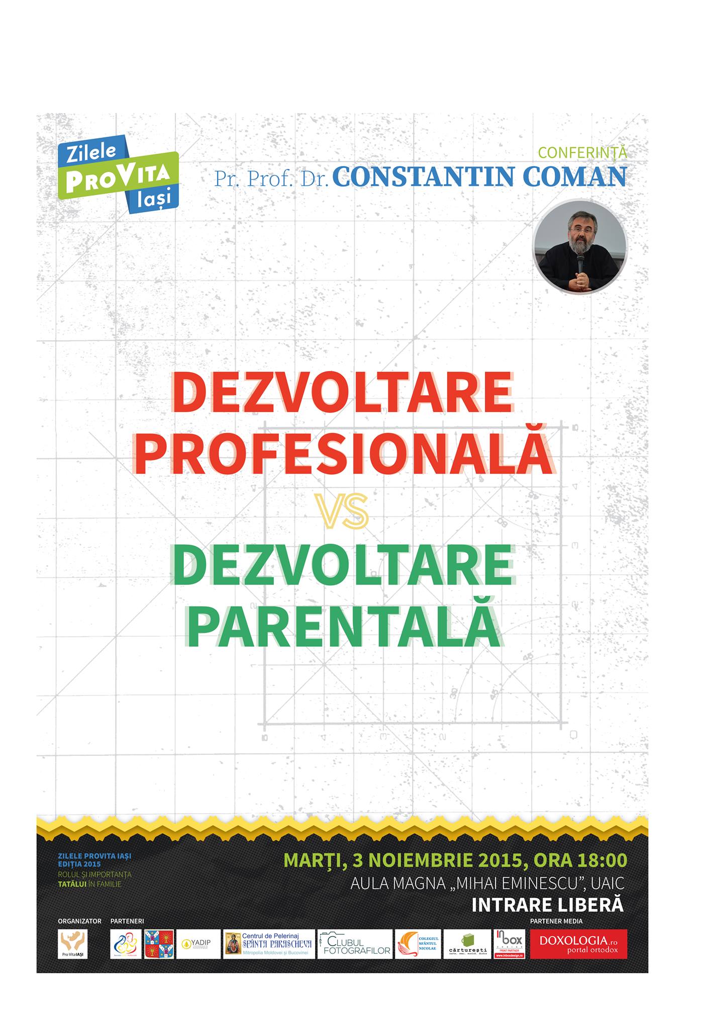 Pr. Prof. Dr. Constantin Coman la Zilele Pro Vita Iași 2015
