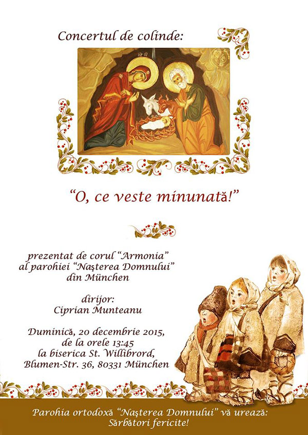 Invitaţie la concert de colinde în München