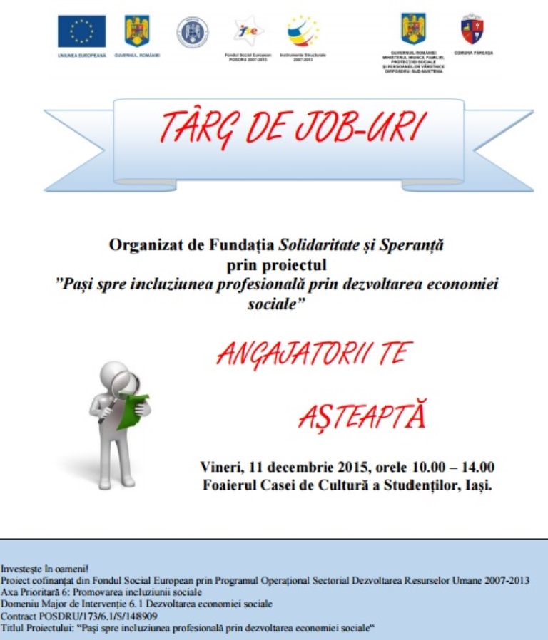 Un nou târg de locuri de muncă, organizat de către Fundația Solidaritate și Speranță
