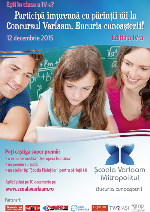 Vino la „Concursul Varlaam. Bucuria cunoaşterii!” Înscrie-te alături de copilul tău!