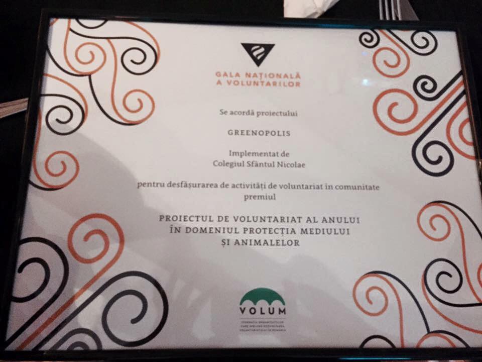 Activitățile de voluntariat ale Colegiului Sfântului Nicolae, premiate la nivel național