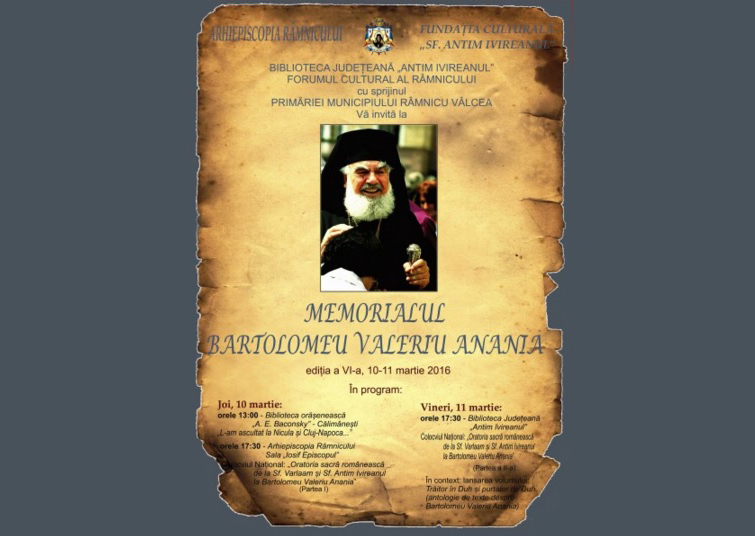 A VI-a ediţie a „Memorialului Bartolomeu Valeriu Anania”, în Arhiepiscopia Râmnicului