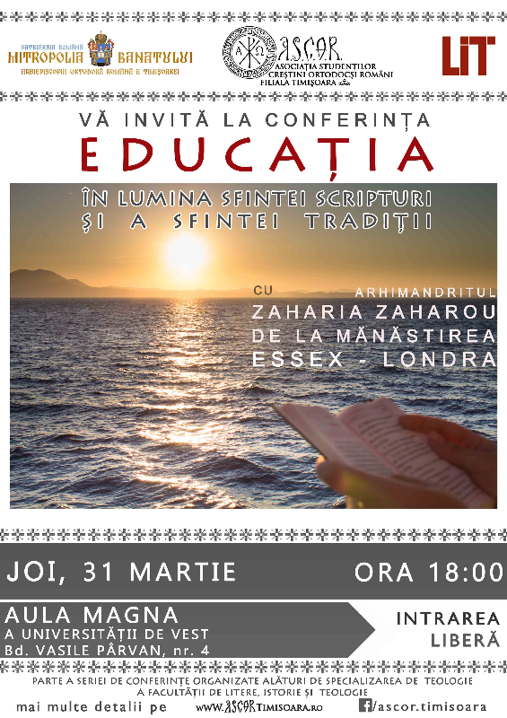 Parintele Zaharia Zaharou de la Essex va conferenţia la Timişoara