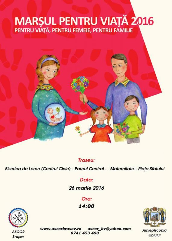 Braşovenii sunt aşteptaţi la „Marşul pentru viaţă”