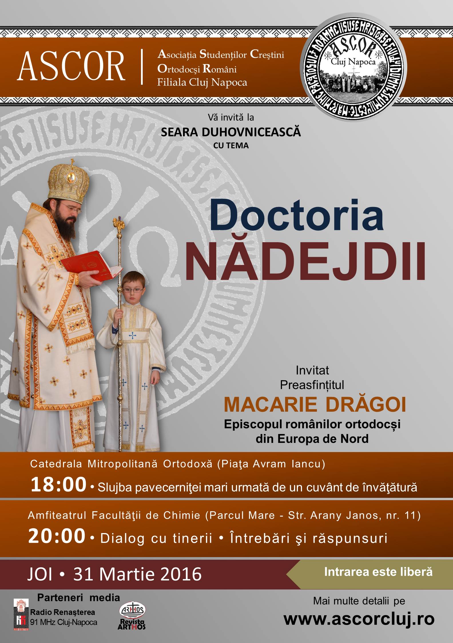 Episcopul Macarie Drăgoi se va întâlni cu tinerii din Cluj Episcopul Macarie Drăgoi se va întâlni cu tinerii din Cluj