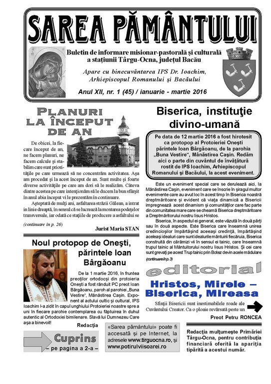 Un nou număr al revistei „Sarea pământului“ Un nou număr al revistei „Sarea pământului“