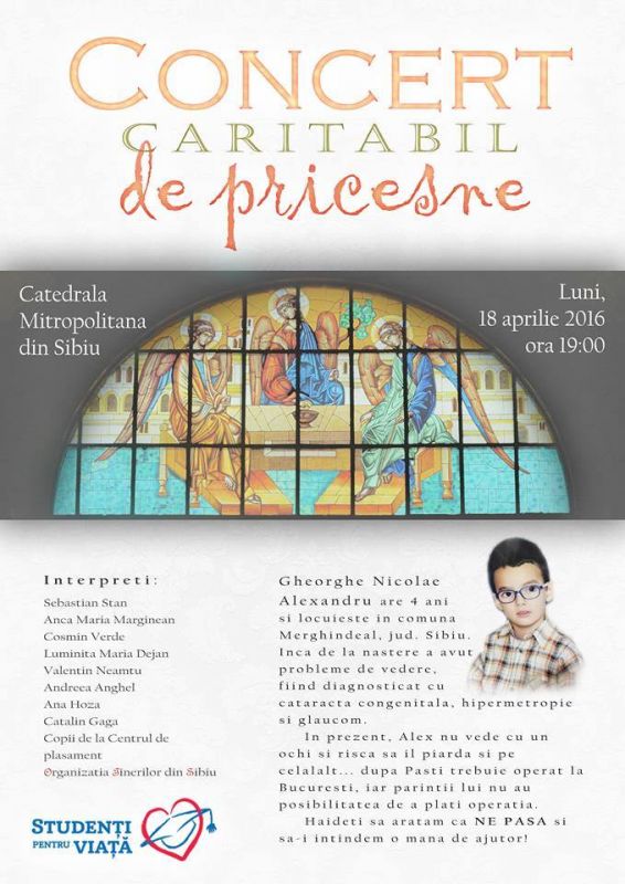 Concert caritabil de pricesne, la Catedrala Mitropolitană din Sibiu