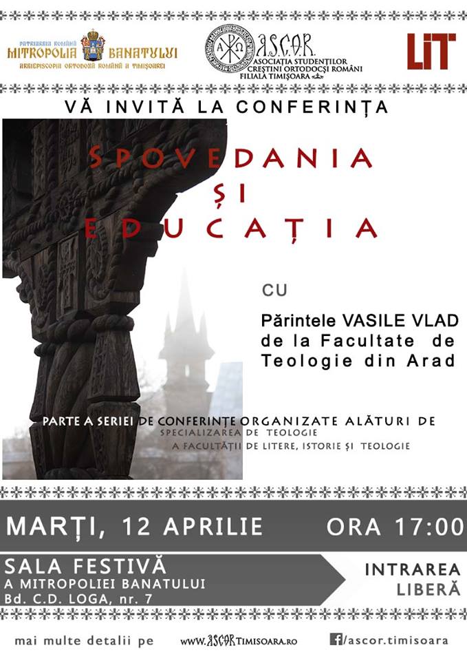 Conferința „Spovedania și educaţia”, în Sala festivă a Mitropoliei Banatului Conferința „Spovedania și educaţia”, în Sala festivă a Mitropoliei Banatului