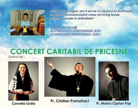 Concert caritabil pentru un băiețel bolnav, la Dej Concert caritabil pentru un băiețel bolnav, la Dej