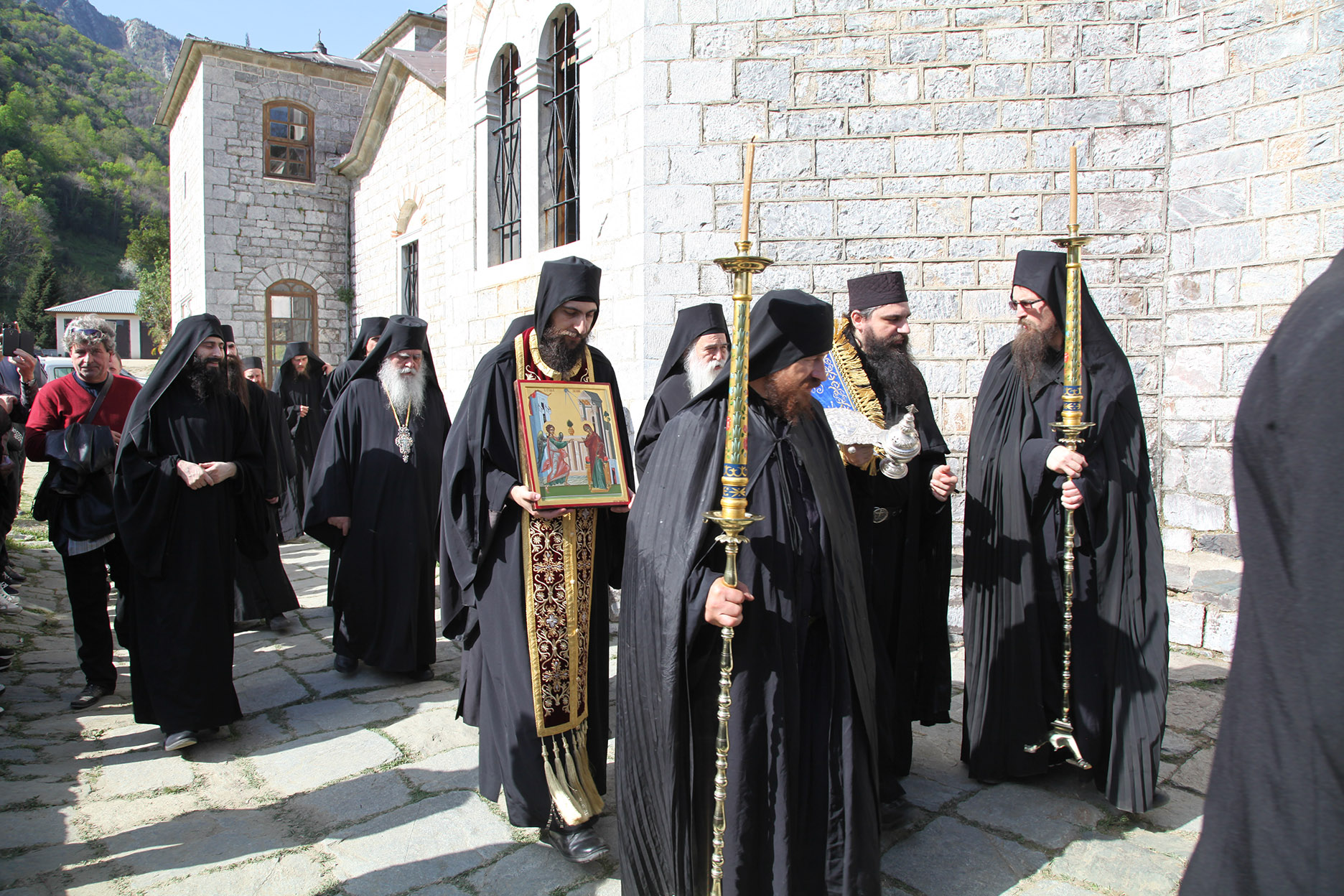 Corul „Byzantion“, în Muntele Athos la privegherea pentru hramul chiliei „Buna Vestire“ a Schitului Lacu