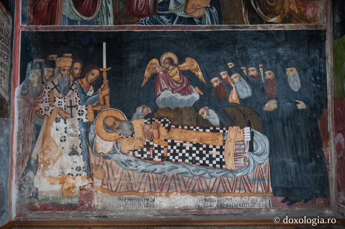 Adormirea Sfântului Ierarh Nifon, frescă de la Mănăstirea Dionisiu, Athos