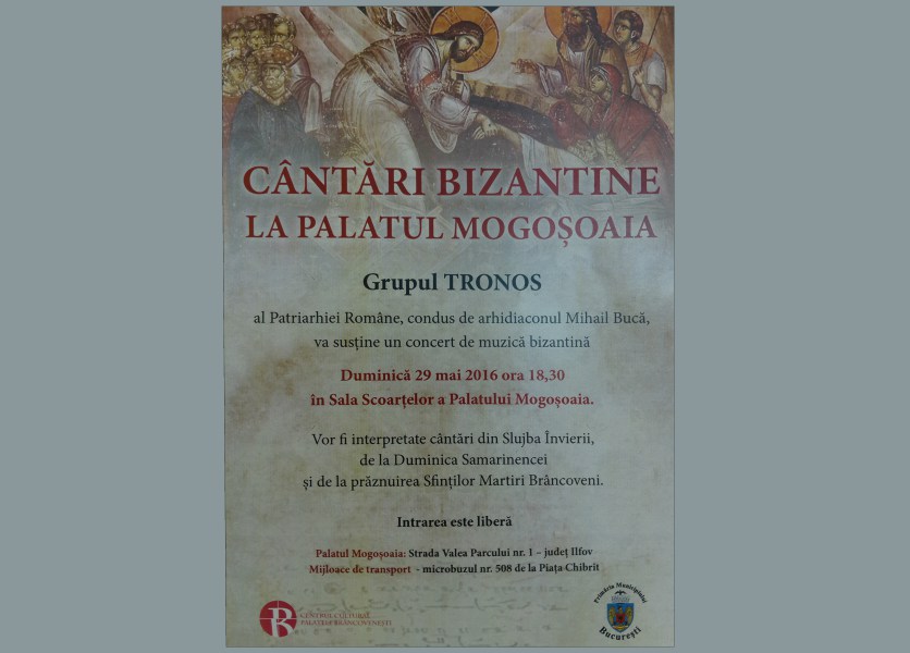 Grupul psaltic „Tronos” va concerta la Palatul Mogoşoaia