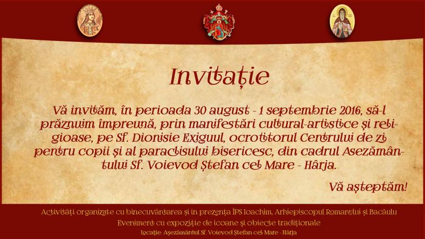 Manifestări prilejuite de cinstirea Sfântului Dionisie Exiguul, la Hârja Manifestări prilejuite de cinstirea Sfântului Dionisie Exiguul, la Hârja