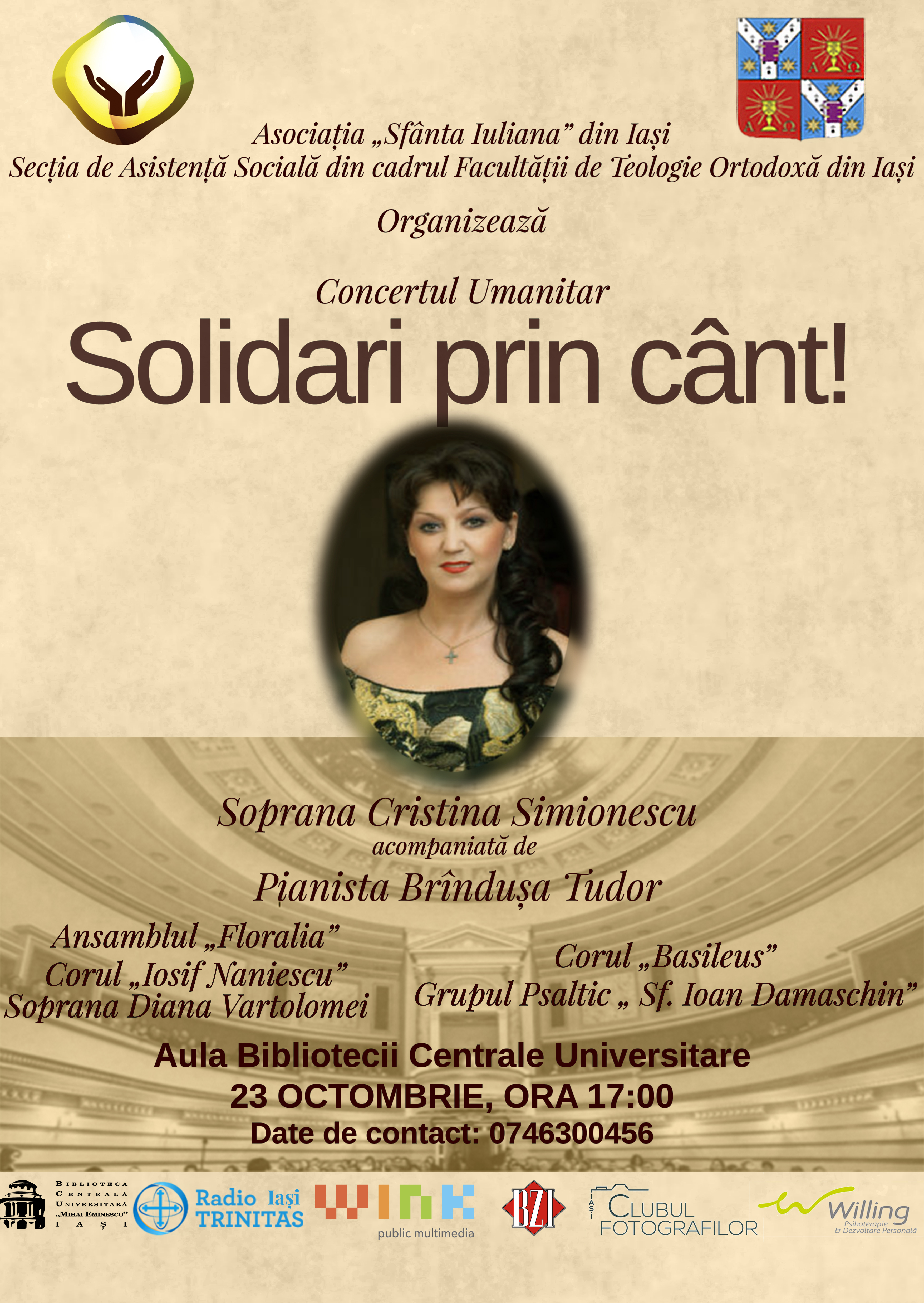 Concert umanitar la Biblioteca Centrală Universitară din Iaşi