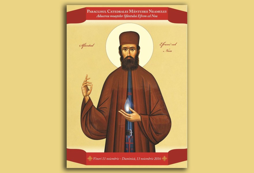 Moaştele Sfântului Efrem Cel Nou vor fi aduse spre închinare la Paraclisul Catedralei Mântuirii Neamului