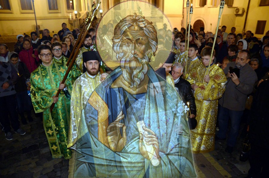 Procesiune cu moaştele Sfântului Apostol Andrei, la Patriarhie