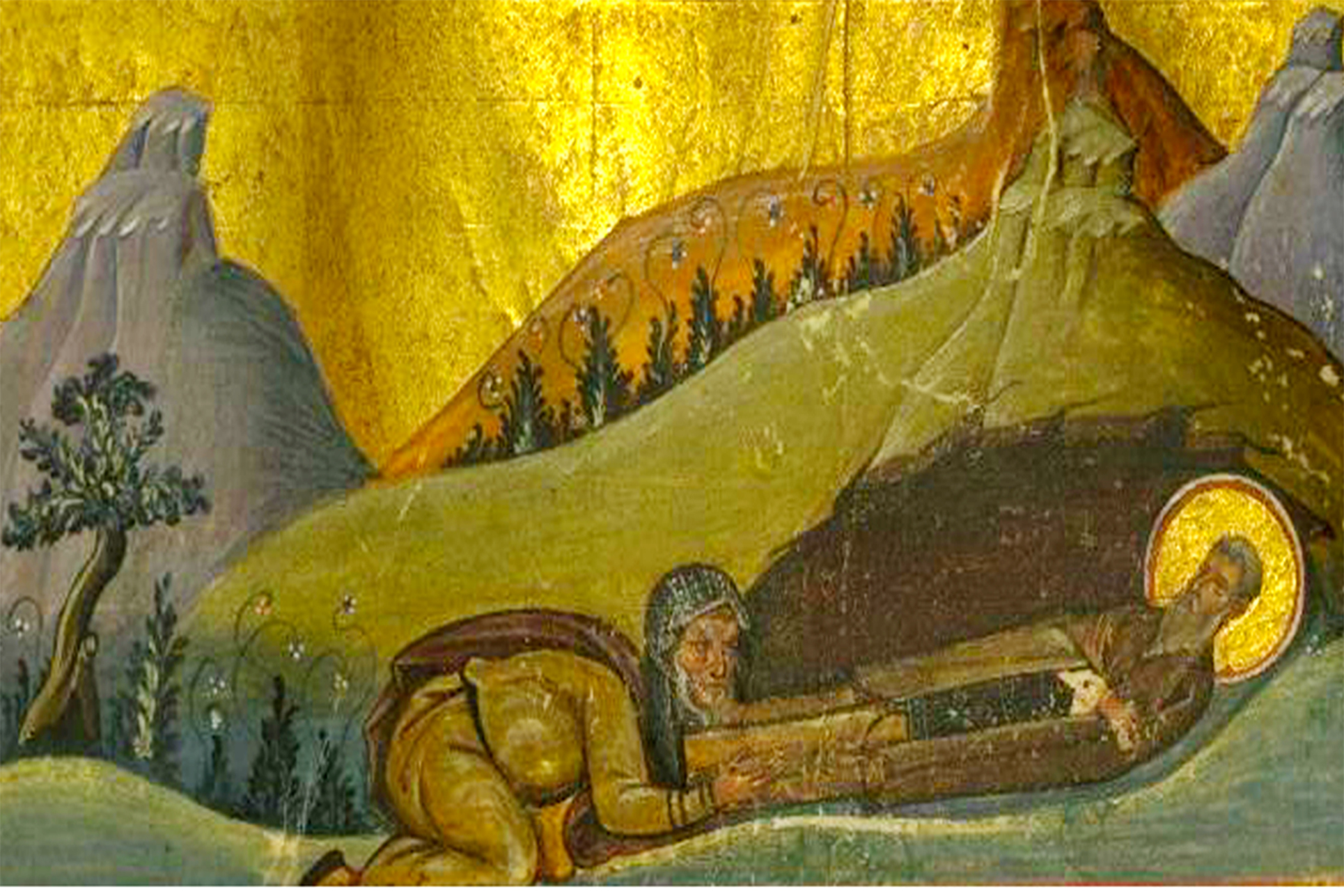 Sfântul Antonie găsește trupul neînsuflețit al Sfântului Pavel Tebeul Sfântul Pavel Tebeul, primul pustnic