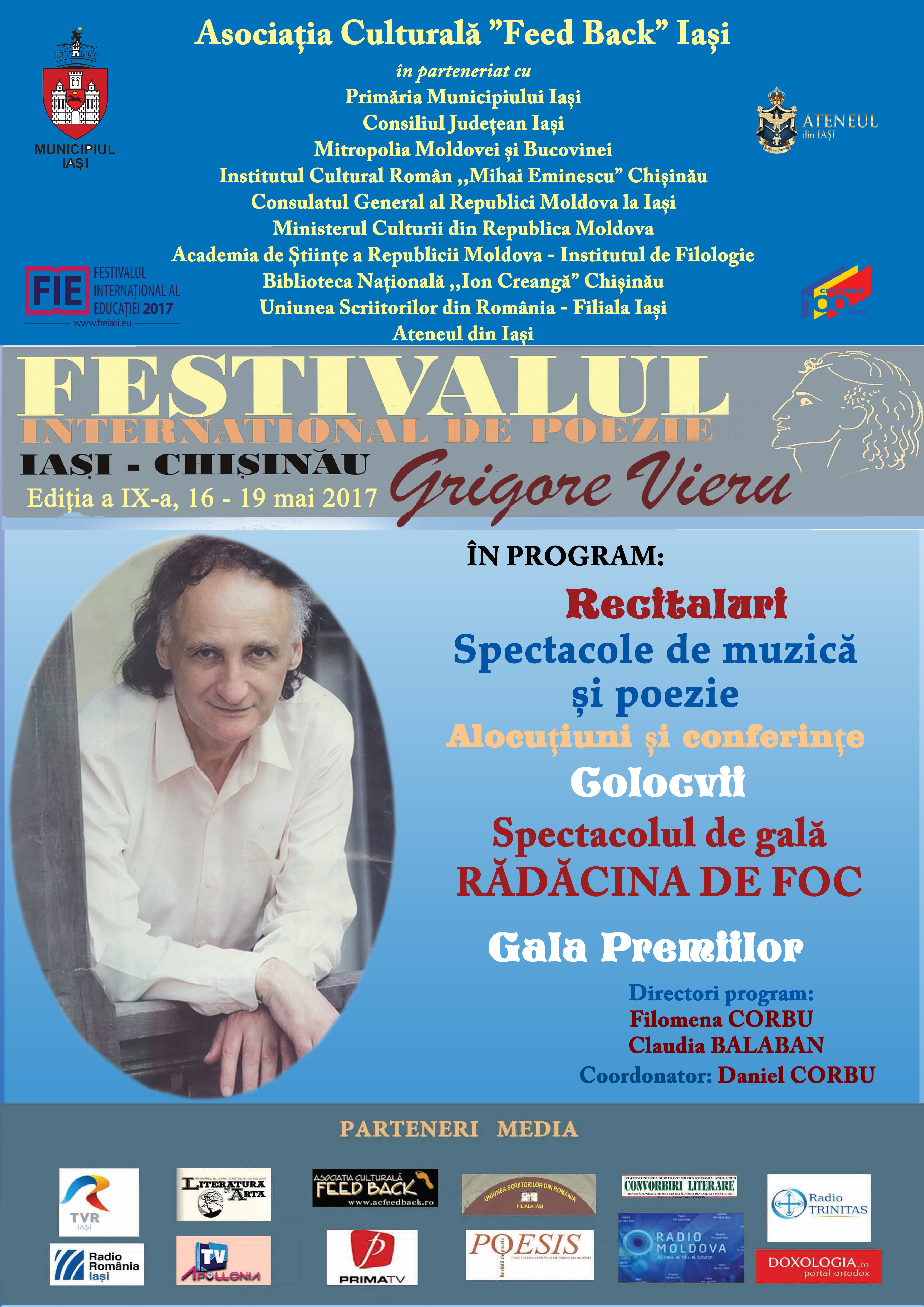 Începe a IX-a ediție a Festivalului Internațional de poezie Grigore Vieru