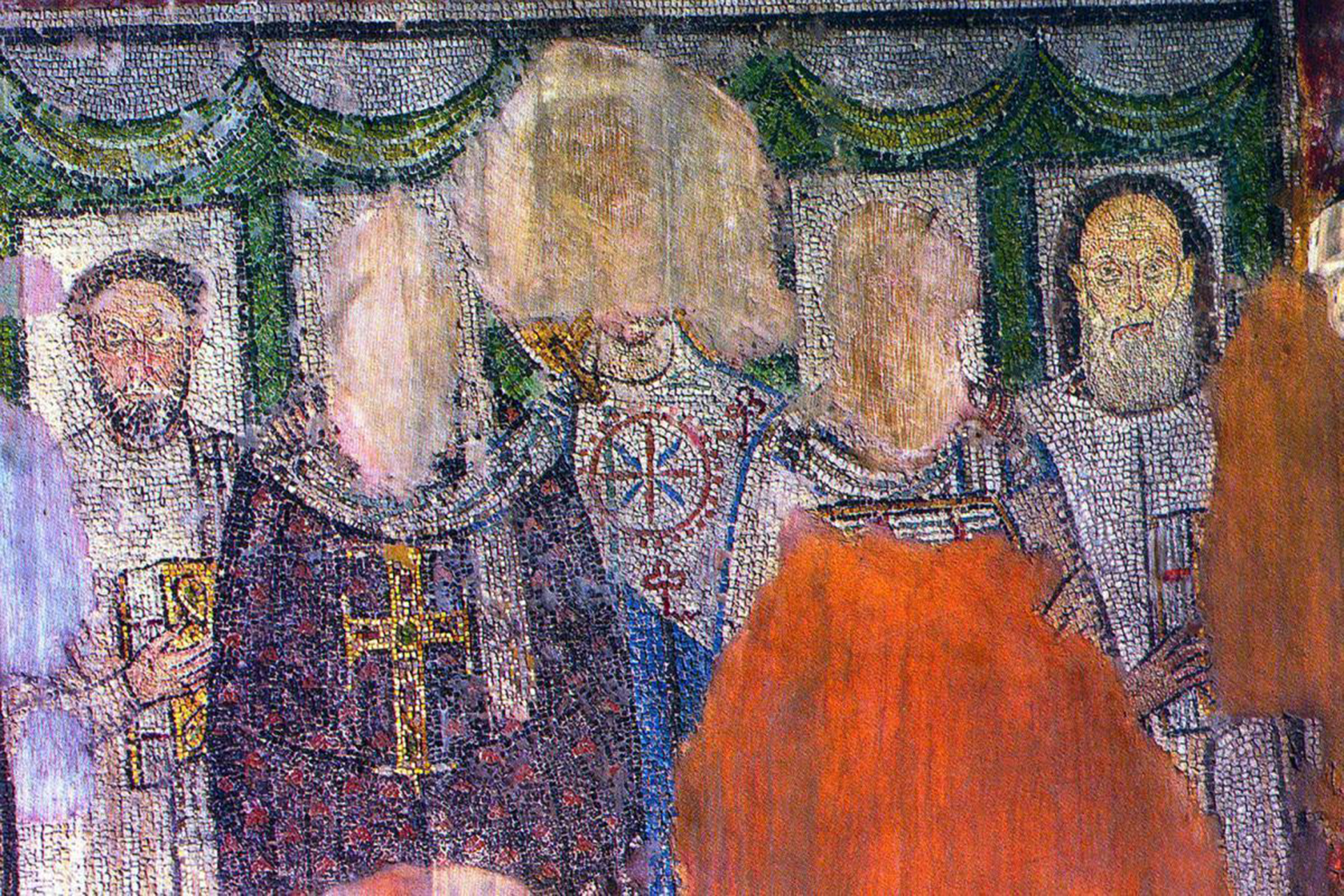 Sfântul Dimitrie alături de patru clerici